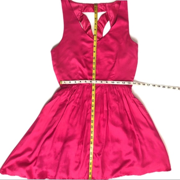 Zunie Pink V-neck Flared Dress with Cutout Back - Picture 8 of 8